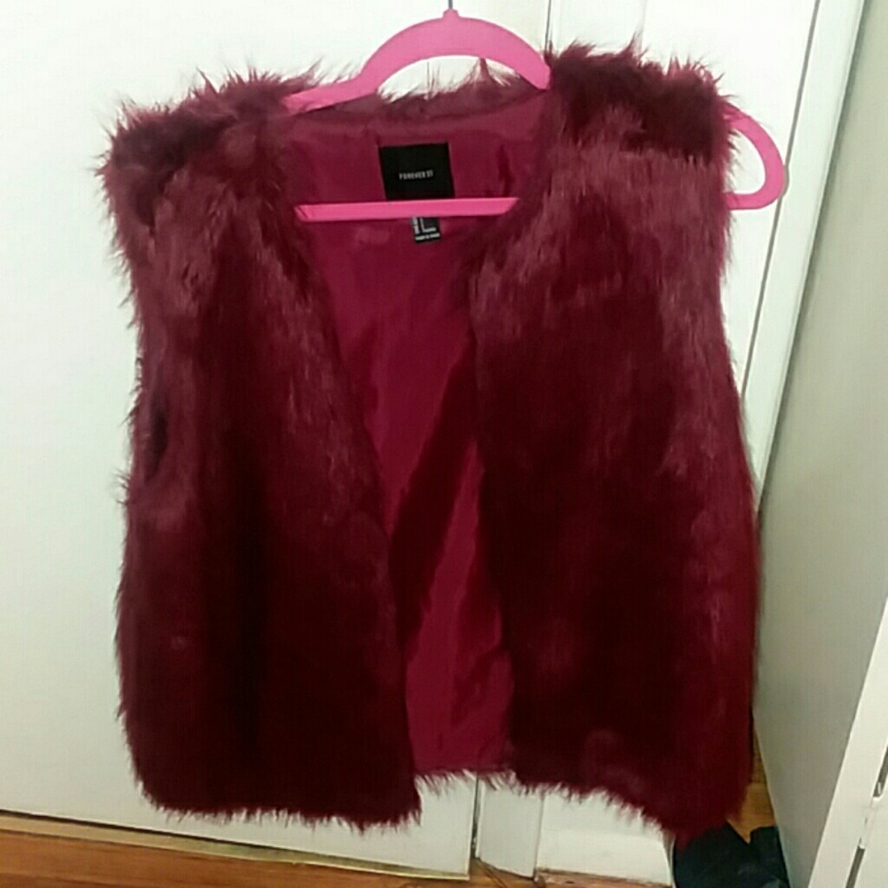 Burgundy fur vest